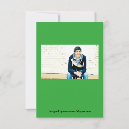 Acht/neun Fotos Grün - 3x5 Grad Bekanntgabe Einladung (Rückseite)