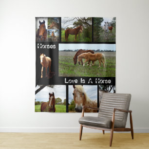 acht Pferdebilder Wandteppich