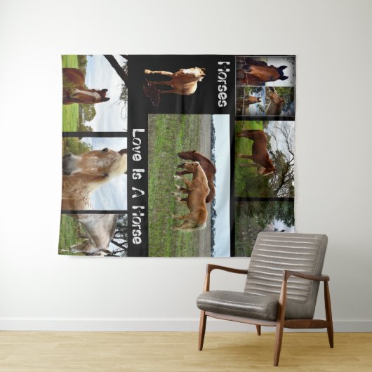 acht Pferdebilder Wandteppich (Beispiel (Horizontal))