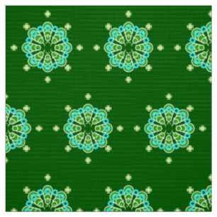 Acht Punkte Mandala, Dark Jade Green und Aqua Stoff