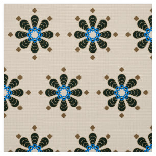 Acht Punkte Mandala, Schokolade, Tan, Beige & Blue Stoff