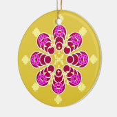 Acht Punkte Mandala, Senf Gold und Lila Keramik Ornament (Links)