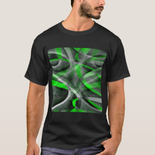 Acht Retro Neon Green und Gray Curved Line Pat T-Shirt