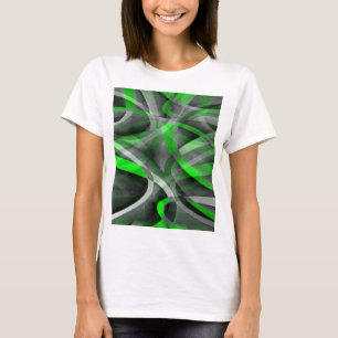 Acht Retro Neon Green und Gray Curved Line Pat T-Shirt