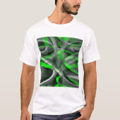 Acht Retro Neon Green und Gray Curved Line Pat T-Shirt (Vorderseite)