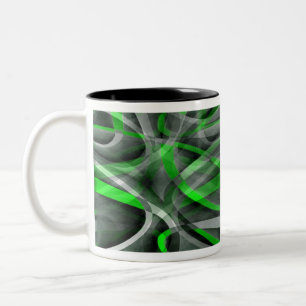 Acht Retro Neon Green und Gray Curved Line Pat Zweifarbige Tasse