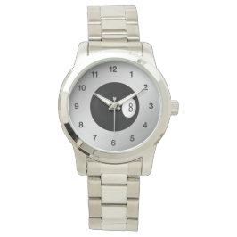Acht schwarze Zahlen Silber Gesicht Armbanduhr