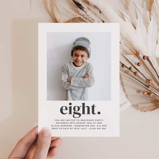 Acht Square Foto Erster Geburtstag Einladung