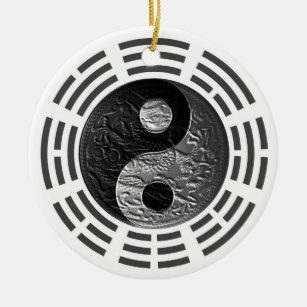 Acht Trigrams Yin Yang Prägen Ähnlicher Drache Keramik Ornament