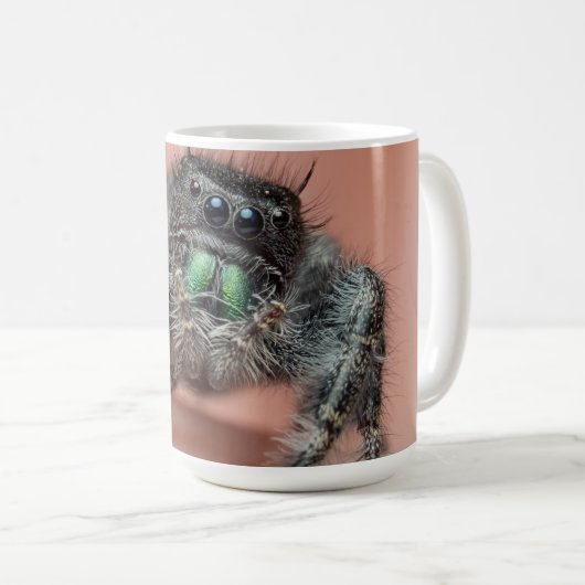 Achtbeinige Liebe: Fett Jumper Spider Merch Kaffeetasse (VorderseiteRechts)