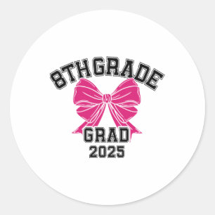 Achte 8. Grad Grad 2025 Coquette Mittelschule Runder Aufkleber