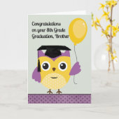 Achte Abschluss-Karte für Brüder mit Eule Karte (Gelbe Blume)