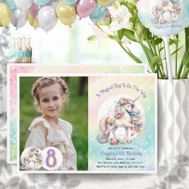 Achte. Einhorn Party Pastel Rainbow Party Einladung