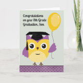 Achte Grade Abschluss Card for Son with Owl Karte (Vorderseite)