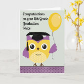 Achte Grade Abschluss Card für Nichte mit Eule Karte (Gelbe Blume)
