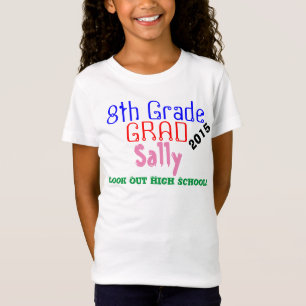 Achte Klasse Abschluss Farbenfrohe NAME JAHR T-Shirt