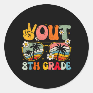 Achte Klasse Groovy Abschluss am letzten Schultag Runder Aufkleber