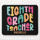 Achte Klasse Lehrer Farbiger Text Mousepad (Vorne)