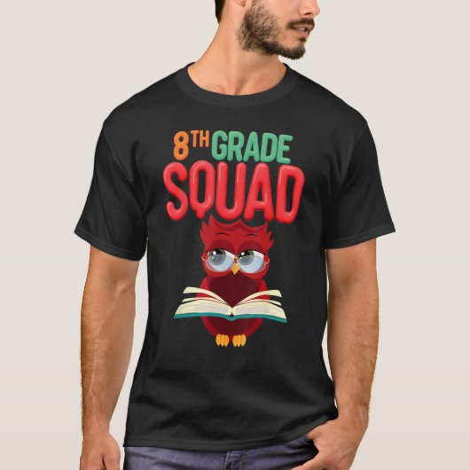 Achte Klasse Squad Owl Achte Klasse Lehrer Illustr T-Shirt (Vorderseite)