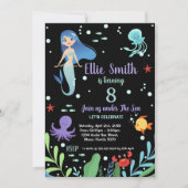 Achte Mermaid Geburtstag Einladungen (Vorderseite)
