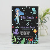 Achte Mermaid Geburtstag Einladungen (Stehend Vorderseite)