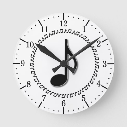 Achte Note Music Design Runde Wanduhr (Vorderseite)