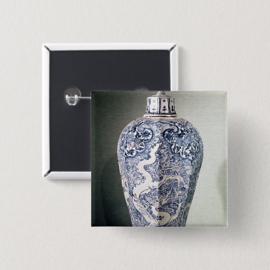 Achteckiger "Mei- P'ing" Vase mit Weiß Button (Vorne & Hinten)