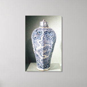 Achteckiger "Mei- P'ing" Vase mit Weiß Leinwanddruck