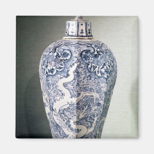 Achteckiger "Mei- P'ing" Vase mit Weiß Magnet