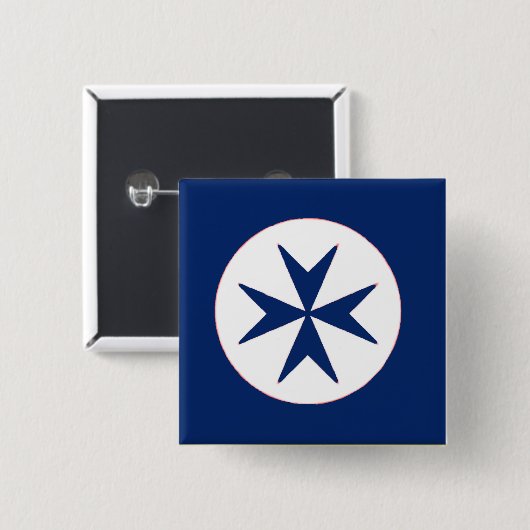 Achteckkreuz BLAU CORSAIR Button (Vorne & Hinten)