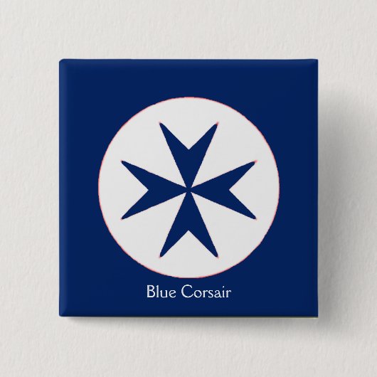 Achteckkreuz BLAU CORSAIR Button (Vorderseite)