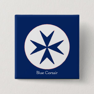 Achteckkreuz BLAU CORSAIR Button