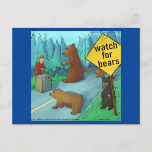 Achten Sie auf Bären Funny Rick London  Postkarte