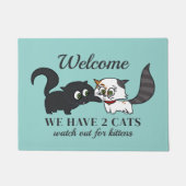 Achten Sie auf Kittens Aquamarin Funny Cat Doormat Fußmatte (Vorderseite)