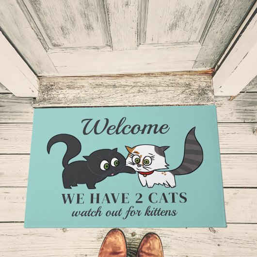 Achten Sie auf Kittens Aquamarin Funny Cat Doormat Fußmatte