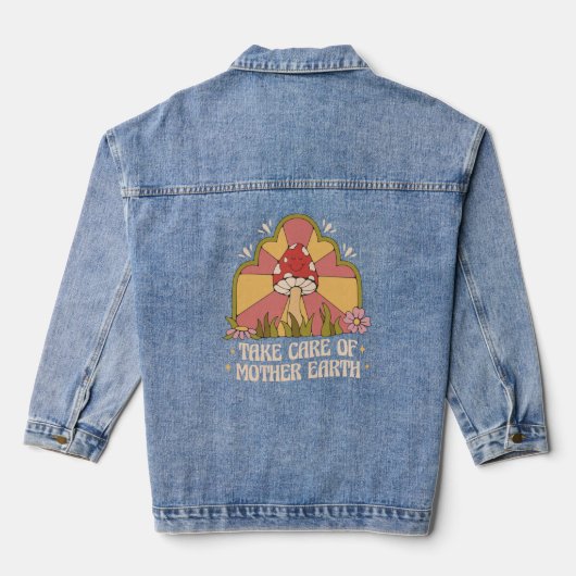 Achten Sie auf Mutter Erde Hippy Mushroom Jeansjacke (Rückseite)