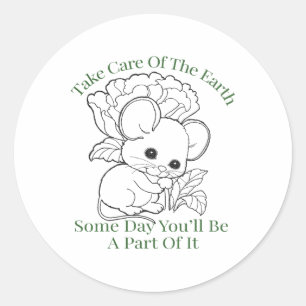 Achten Sie eines Tages auf die Erde. Runder Aufkleber