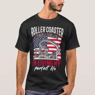 Achterbahn Testpilot Vintage USA-Flagge Amusem T-Shirt