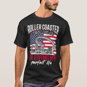 Achterbahn Testpilot Vintage USA-Flagge Amusem T-Shirt