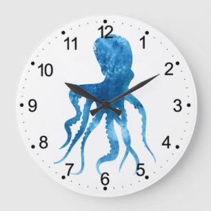 Achtersilhouette im Wasserfarbstil Große Wanduhr