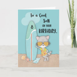 Achtjährig Sandstrand Funny Cool Raccoon Karte