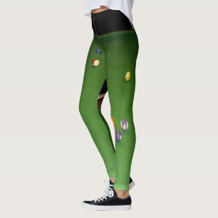 Achtkugel Billardtisch Ölbild mit Bällen und Queue Leggings
