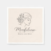 Achtsame Mutter Florale Linienkunst Serviette (Vorderseite)