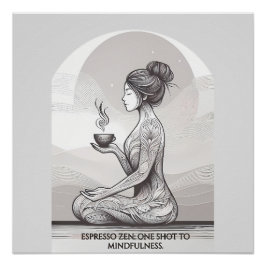 Achtsamer Espresso Zen Meditation Ein Shot Buddha Poster