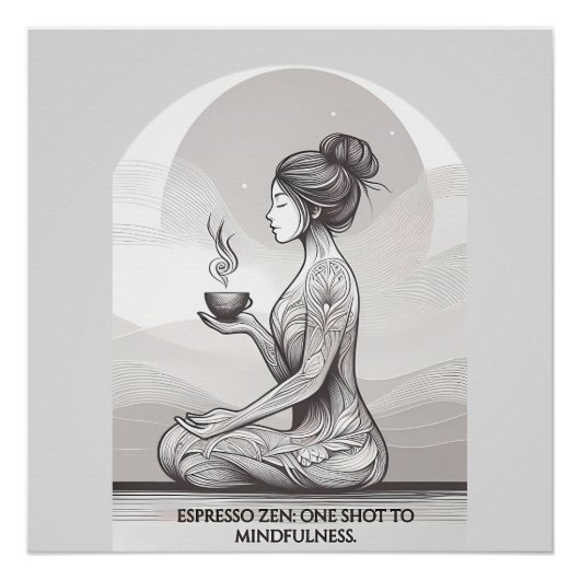 Achtsamer Espresso Zen Meditation Ein Shot Buddha Poster (Vorderseite)