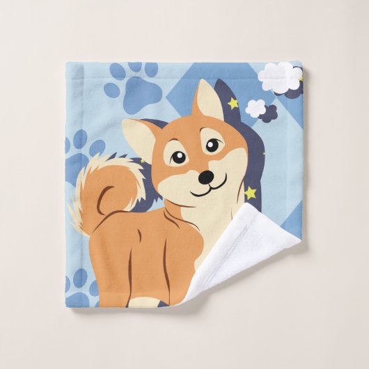 Achtsamer Shiba Inu Badhandtuch Set (Waschlappen)