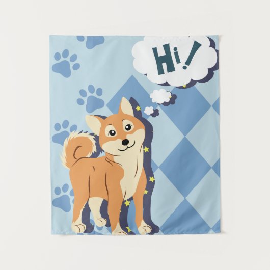 Achtsamer Shiba Inu Wandteppich (Vorderseite)