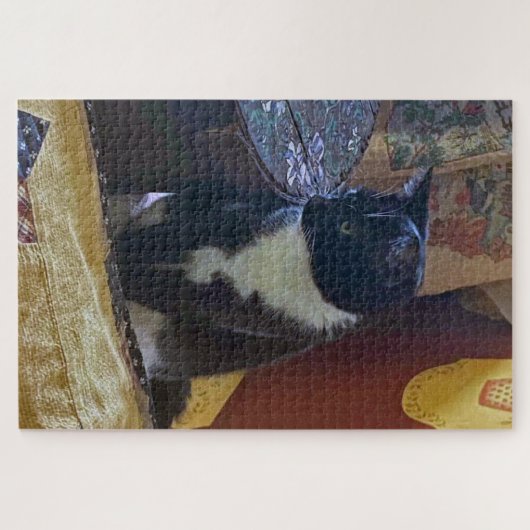 Achtsamer Tuxedo Cat Jigsaw Puzzle (Horizontal)