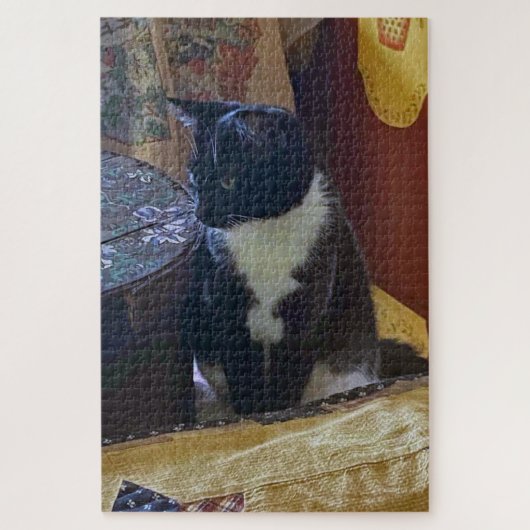 Achtsamer Tuxedo Cat Jigsaw Puzzle (Vertikal)