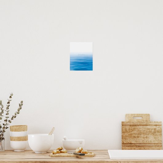 Achtsames blau-weißes Wasser minimalistisches Plak Poster (Küche)